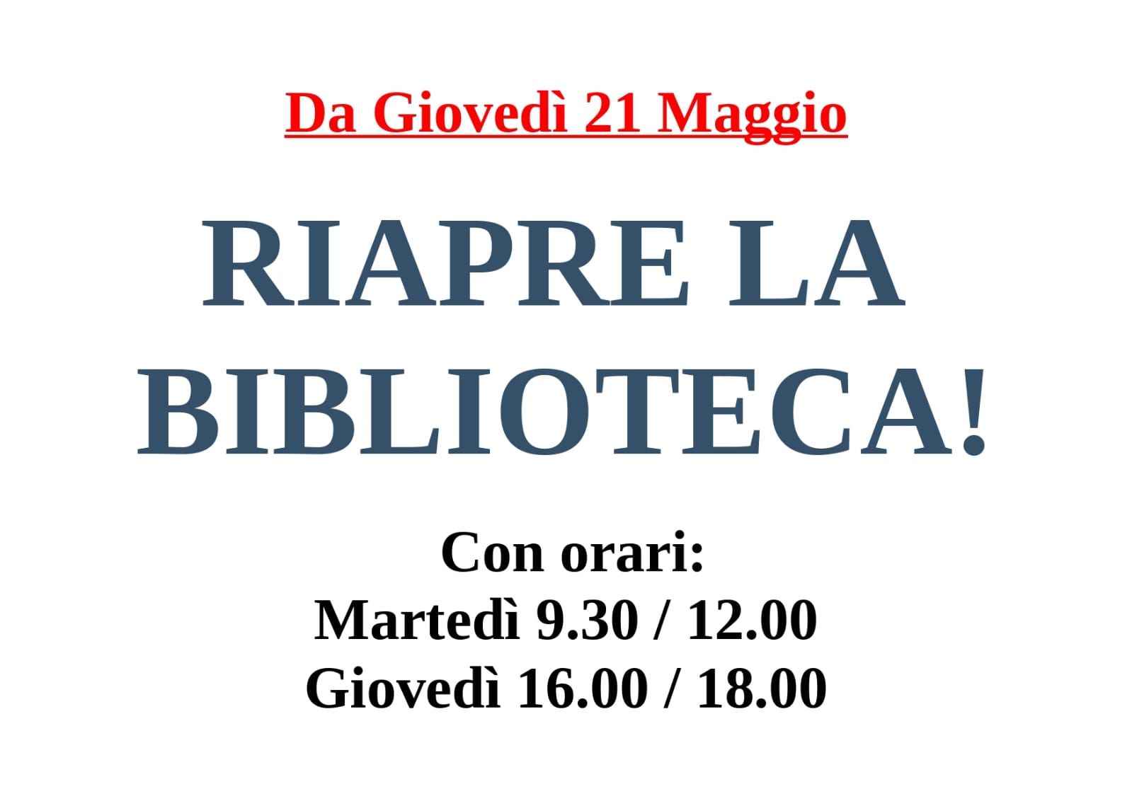 Scopri di più sull'articolo Riapre la biblioteca!