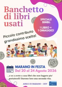 Banchetto di vendita libri alla Marano in Festa 2026